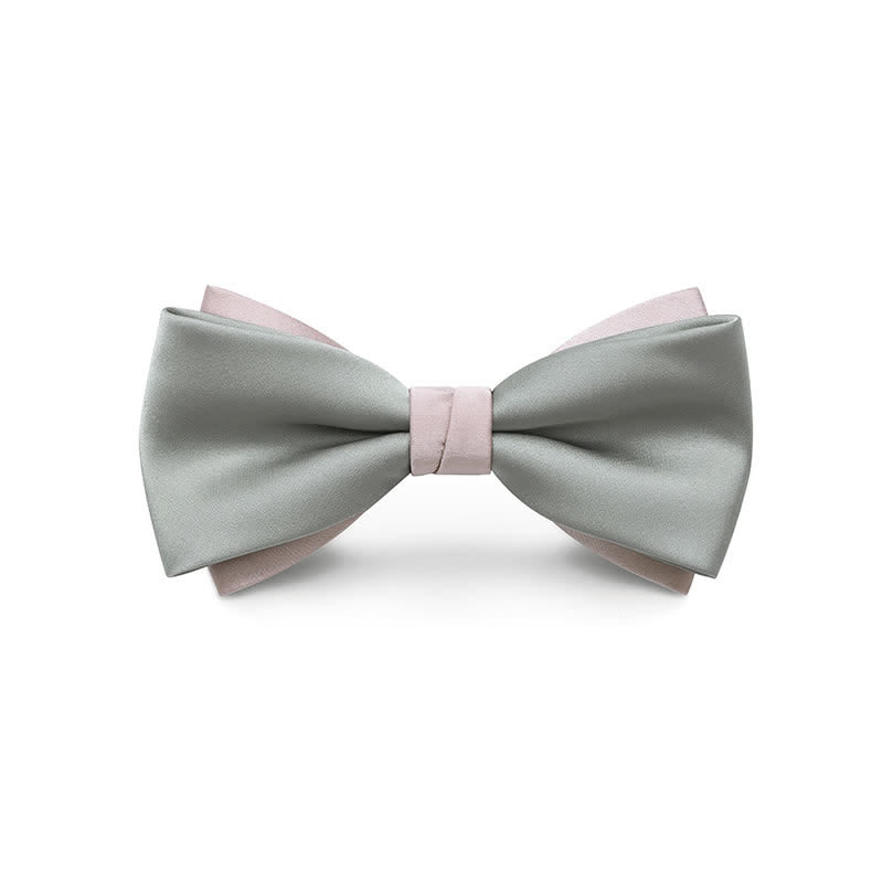 Papillon da uomo a doppio strato, colore chiaro, per matrimonio