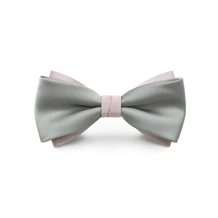 Papillon da uomo a doppio strato, colore chiaro, per matrimonio