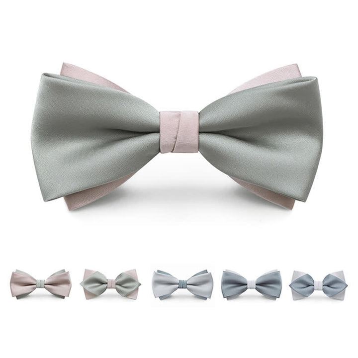 Papillon da uomo a doppio strato, colore chiaro, per matrimonio