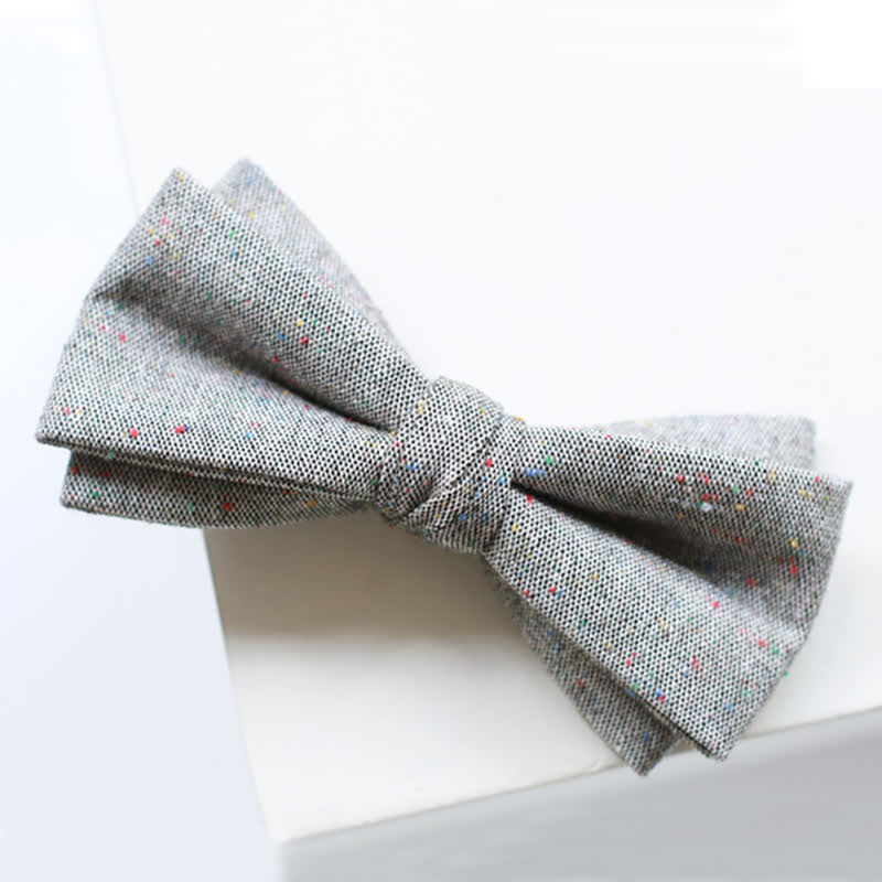 Papillon in lino con pois colorati, colore grigio da uomo