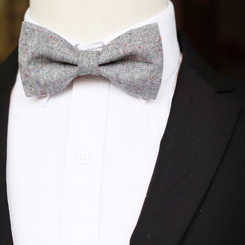 Papillon in lino con pois colorati, colore grigio da uomo