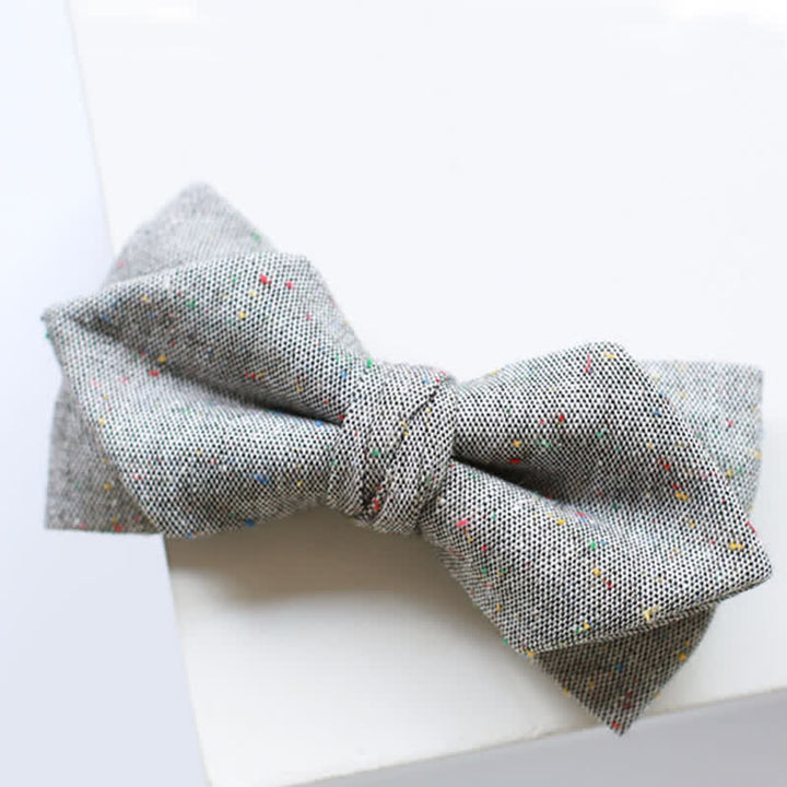 Papillon in lino con pois colorati, colore grigio da uomo