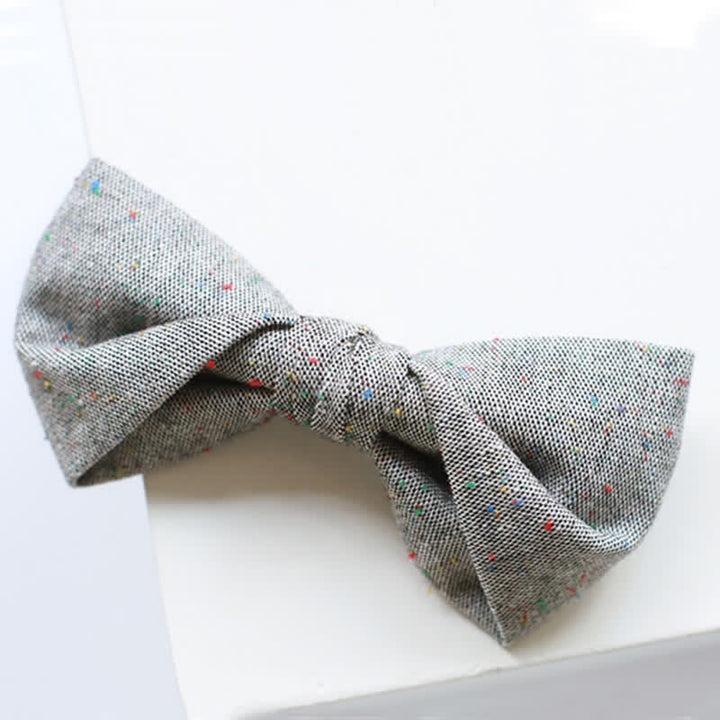 Papillon in lino con pois colorati, colore grigio da uomo