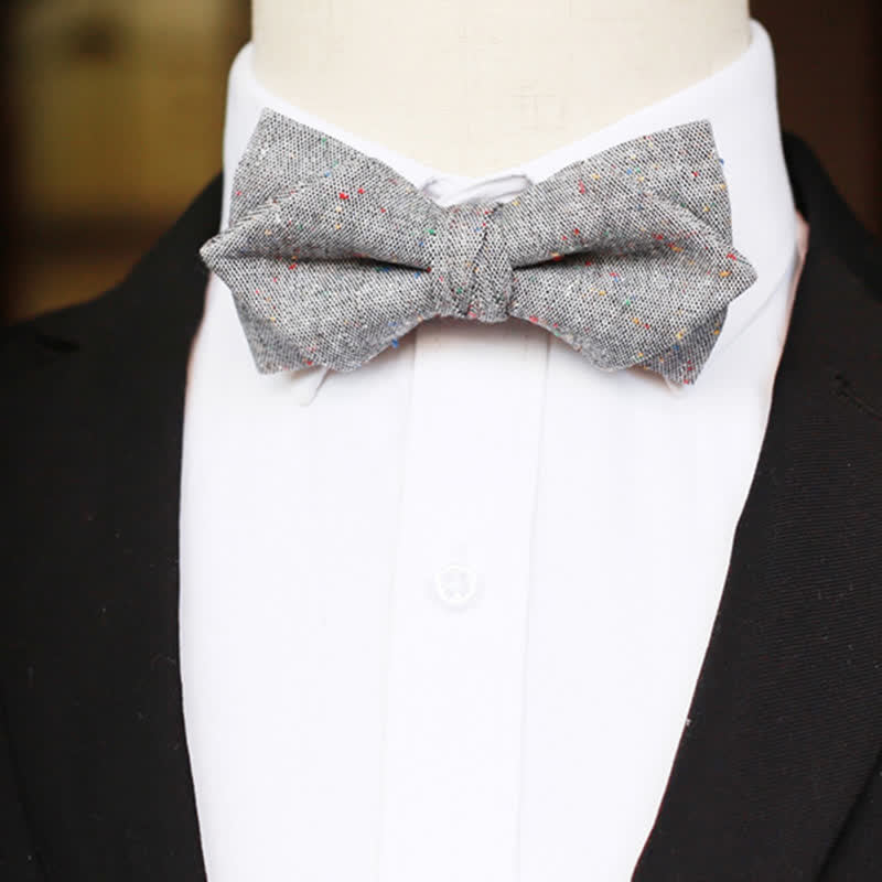 Papillon in lino con pois colorati, colore grigio da uomo