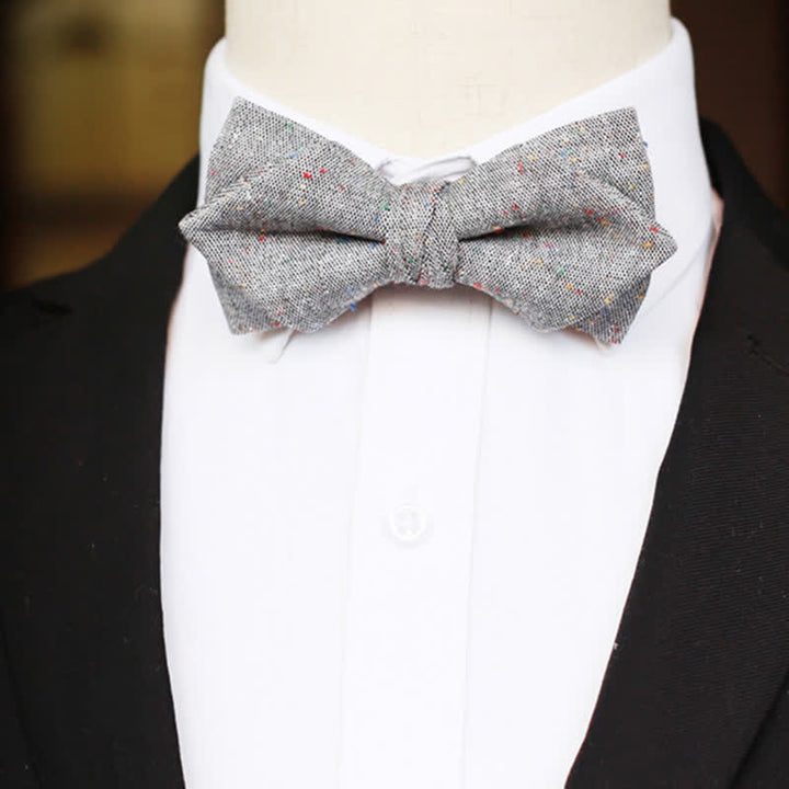Papillon in lino con pois colorati, colore grigio da uomo