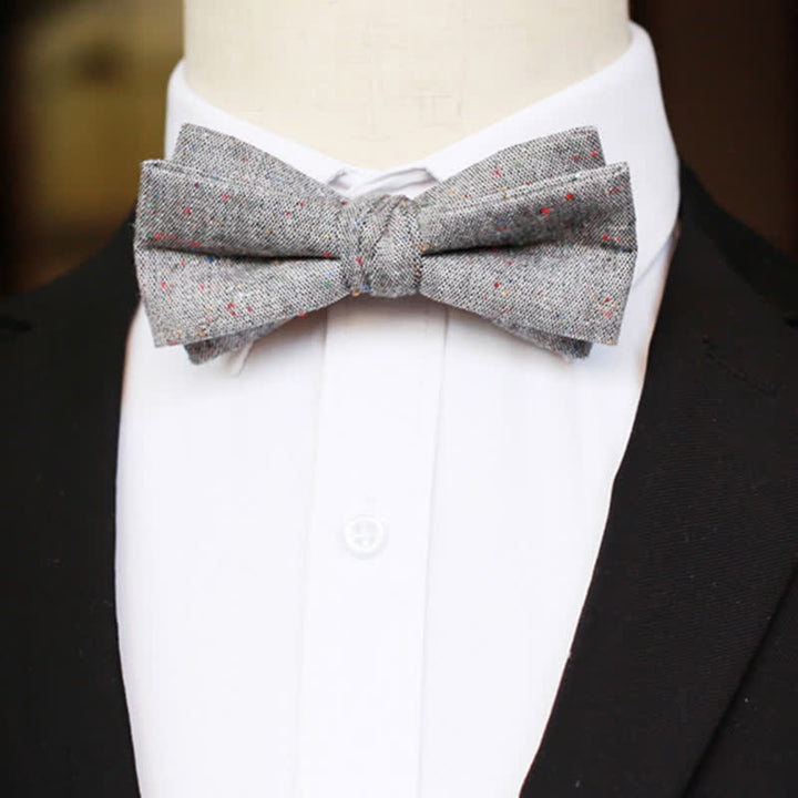 Papillon in lino con pois colorati, colore grigio da uomo