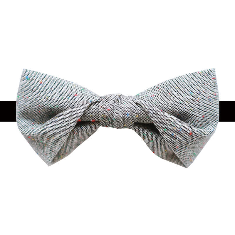 Papillon in lino con pois colorati, colore grigio da uomo