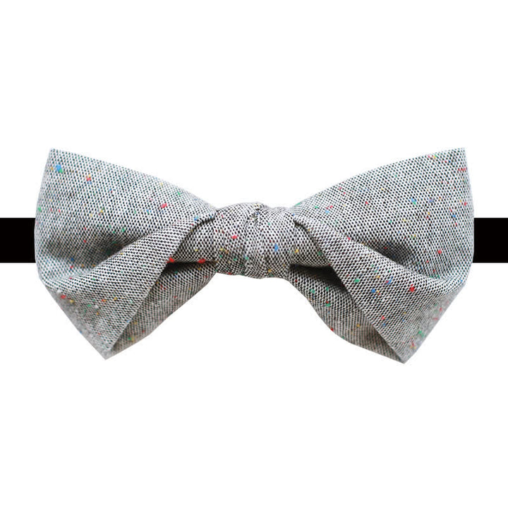 Papillon in lino con pois colorati, colore grigio da uomo