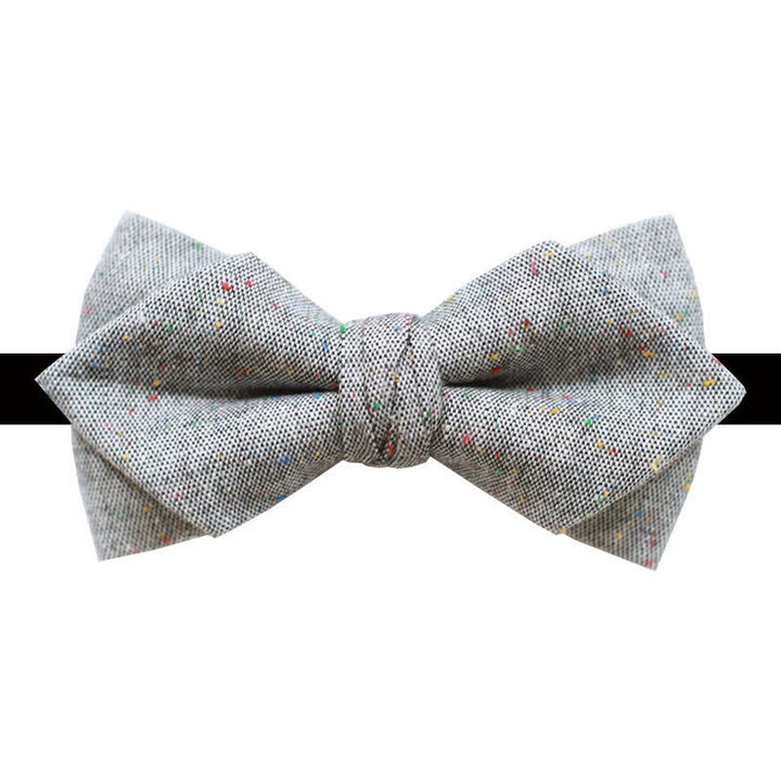 Papillon in lino con pois colorati, colore grigio da uomo