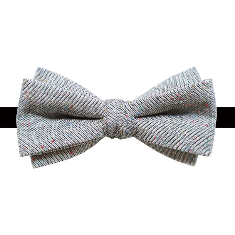 Papillon in lino con pois colorati, colore grigio da uomo