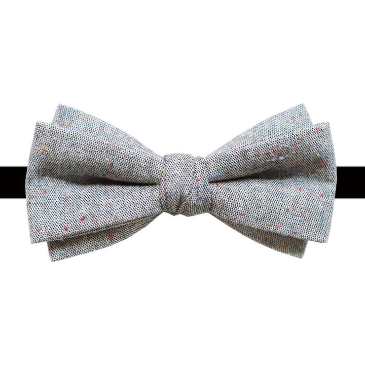 Papillon in lino con pois colorati, colore grigio da uomo