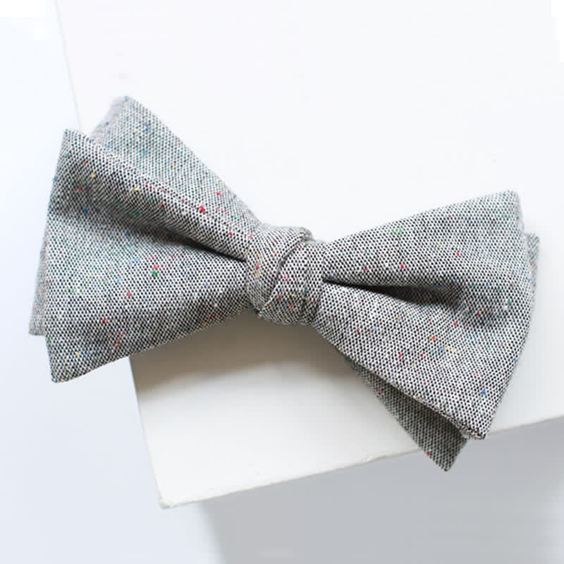 Papillon in lino con pois colorati, colore grigio da uomo