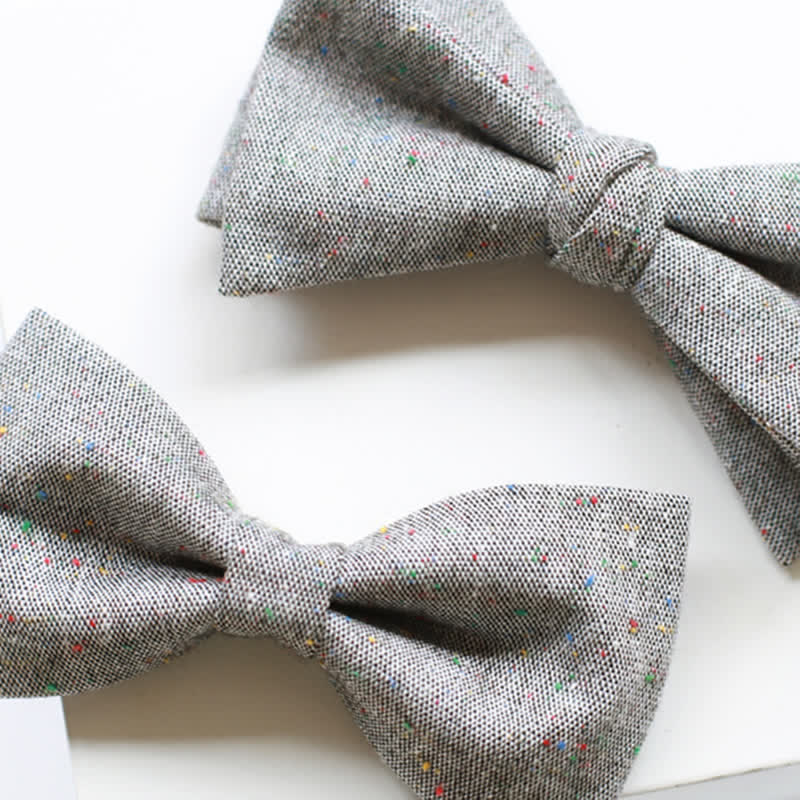 Papillon in lino con pois colorati, colore grigio da uomo
