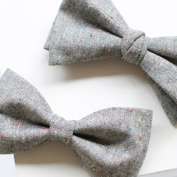 Papillon in lino con pois colorati, colore grigio da uomo