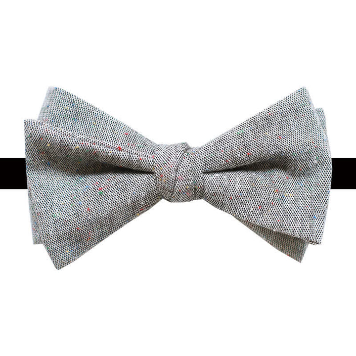 Papillon in lino con pois colorati, colore grigio da uomo