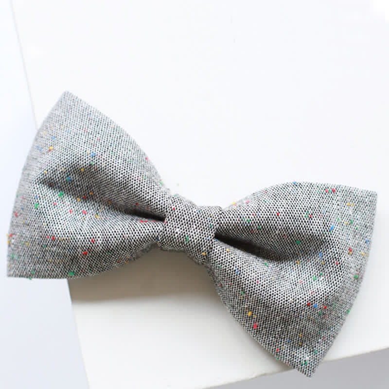 Papillon in lino con pois colorati, colore grigio da uomo