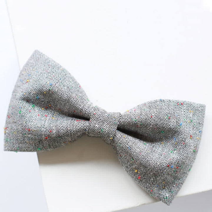 Papillon in lino con pois colorati, colore grigio da uomo