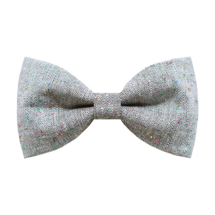 Papillon in lino con pois colorati, colore grigio da uomo