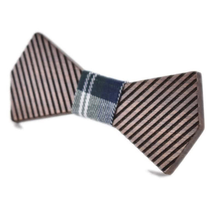 Papillon in legno a righe elegante da uomo in noce nero - Grigio scuro - image 15