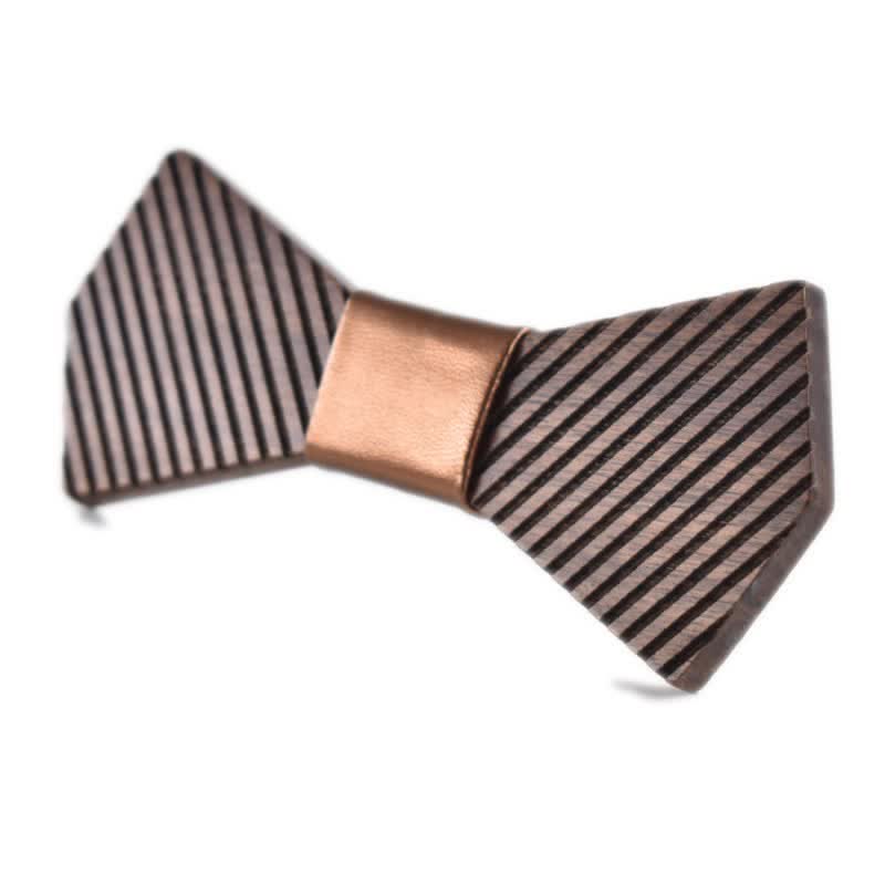 Papillon in legno a righe elegante da uomo in noce nero - Oro - image 11
