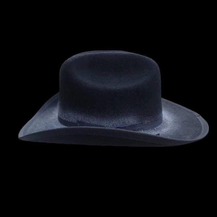 Cappello da cowboy in lana con fiocco nero invecchiato