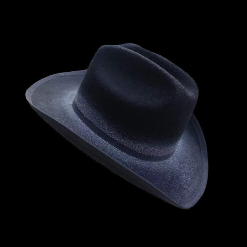 Cappello da cowboy in lana con fiocco nero invecchiato - image 2