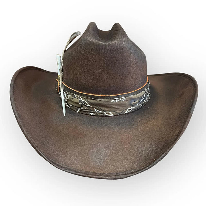 Cappello da cowboy in lana con piume Paisley Rock Star