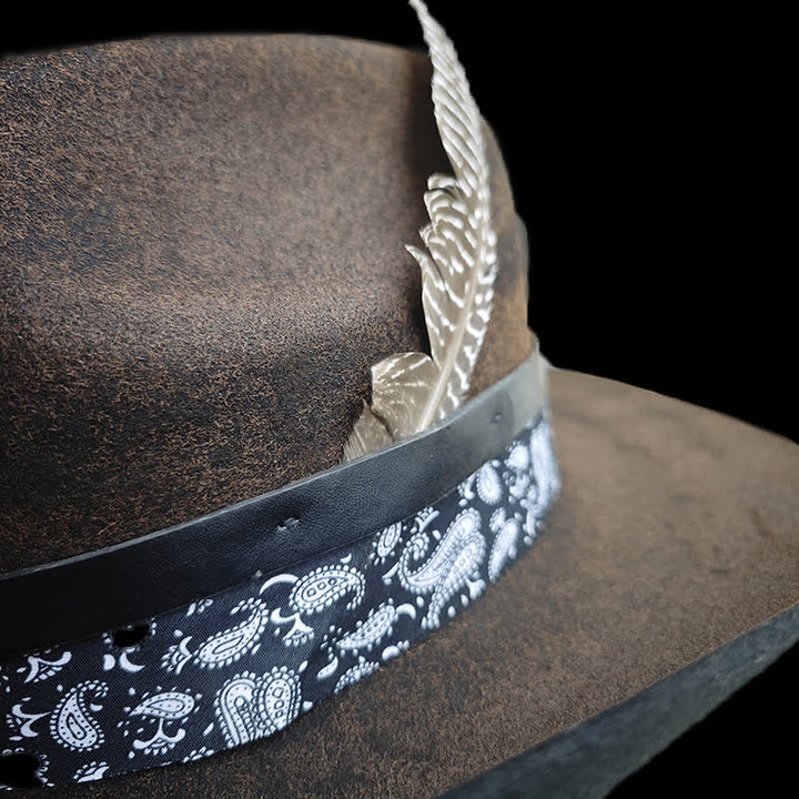 Cappello da cowboy in lana con piume Paisley Rock Star