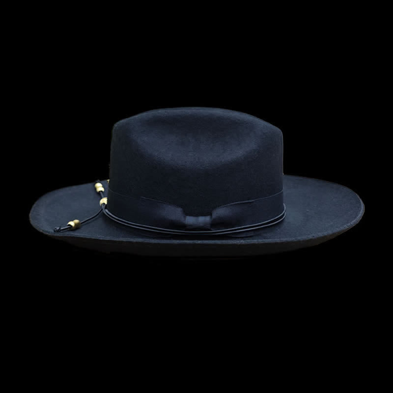 Cappello da cowboy in lana con decorazione dorata nera - image 2