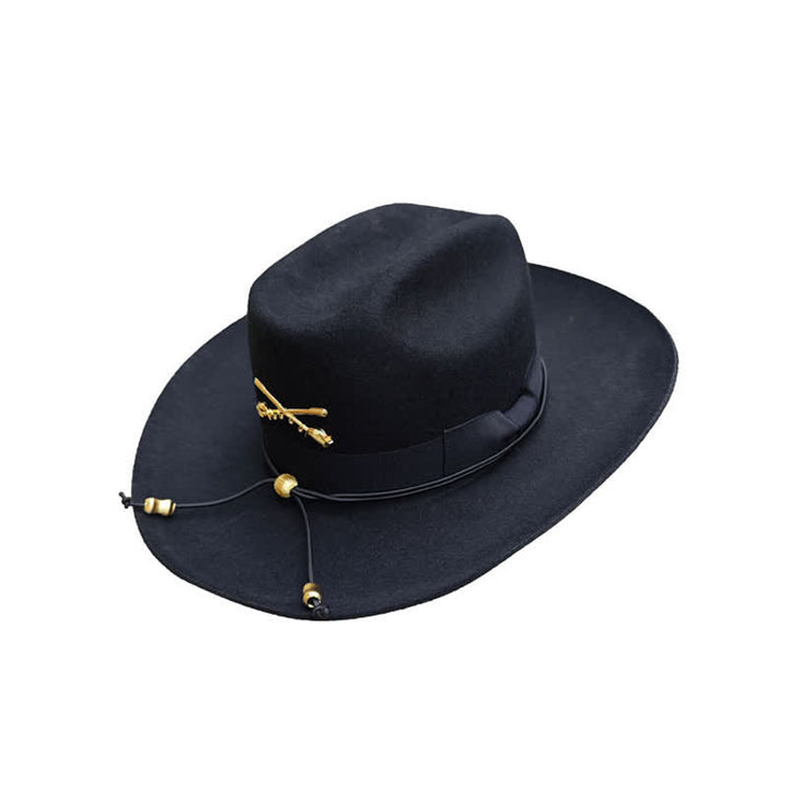 Cappello da cowboy in lana con decorazione dorata nera