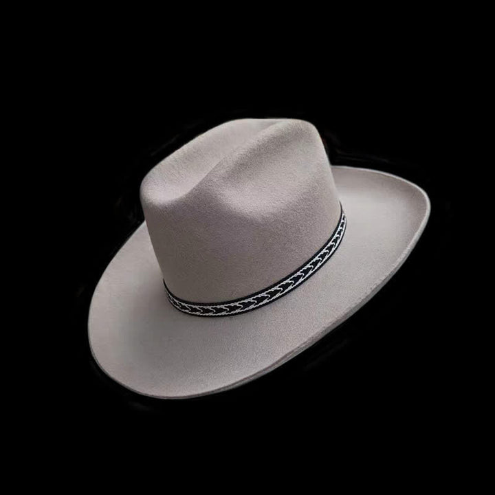 Cappello da cowboy in lana a tesa larga classico occidentale