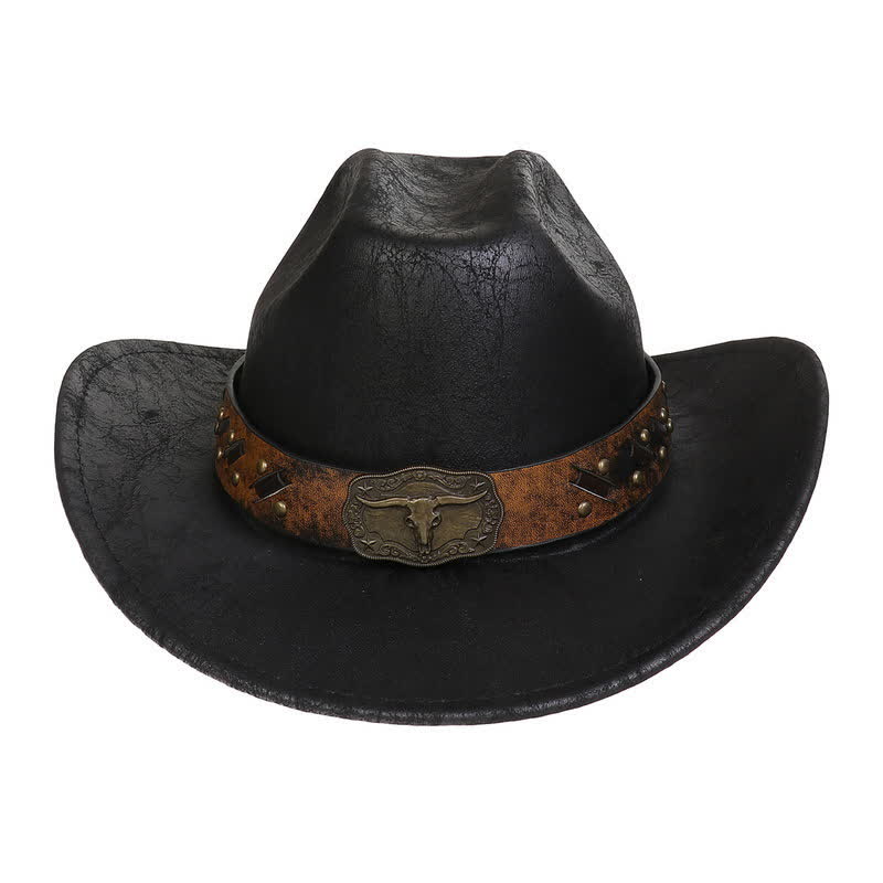 Cappello da cowboy vintage in similpelle Longhorn Bull - image 16