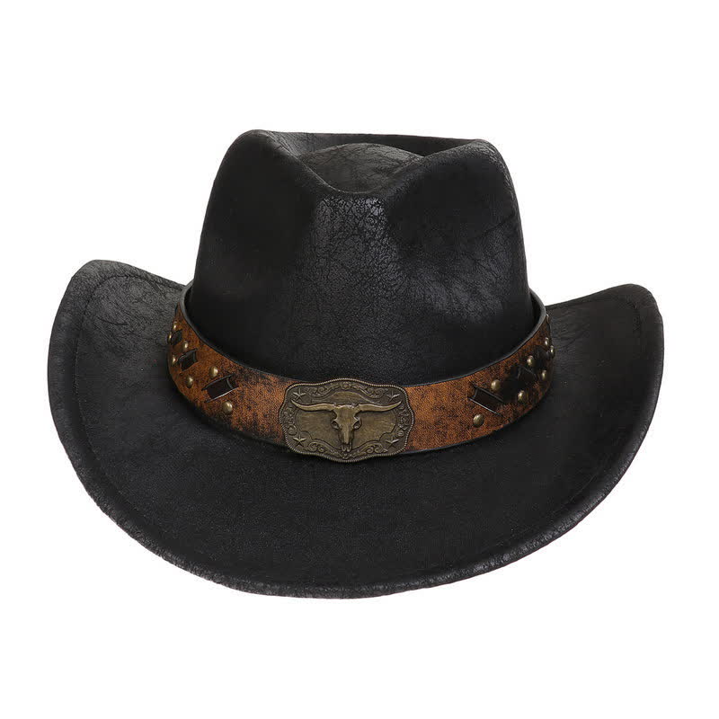 Cappello da cowboy vintage in similpelle Longhorn Bull - image 7