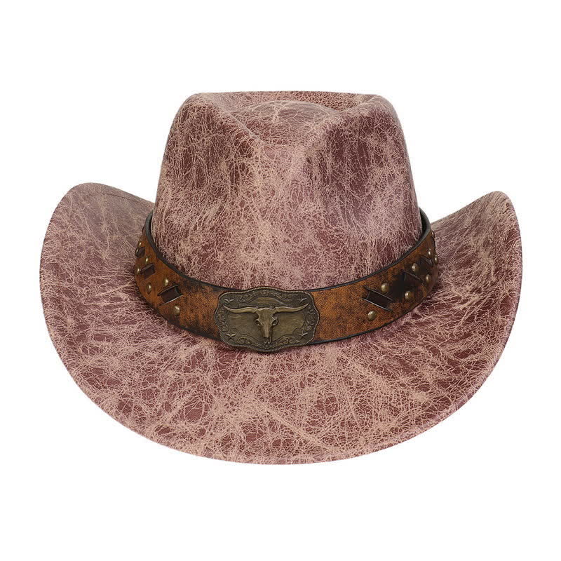 Cappello da cowboy vintage in similpelle Longhorn Bull - image 10