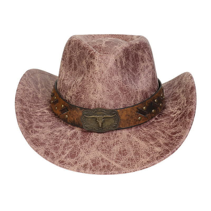 Cappello da cowboy vintage in similpelle Longhorn Bull - image 10