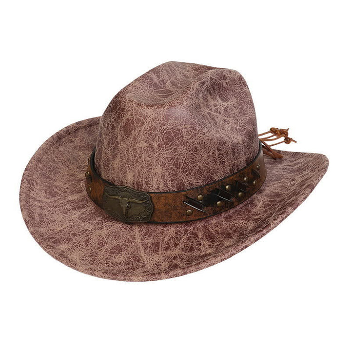 Cappello da cowboy vintage in similpelle Longhorn Bull - Cachi - Stile n. 2 - M (22"-22 7/8") - image 19