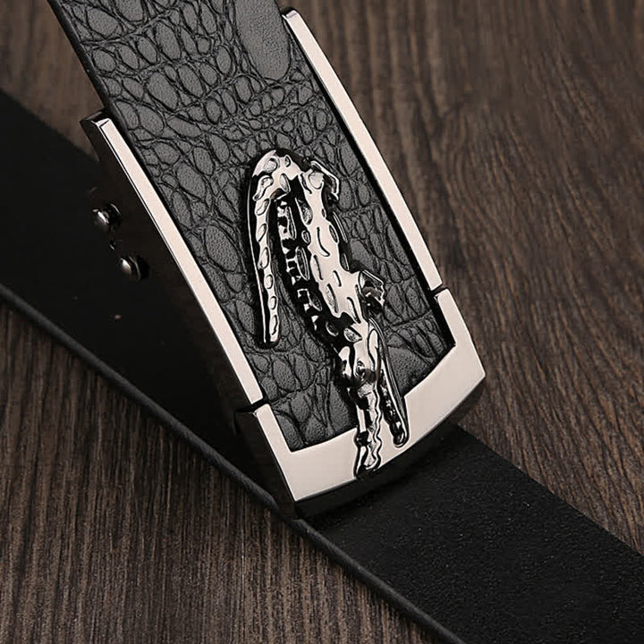 Cintura in pelle con chiusura automatica in coccodrillo unica da uomo