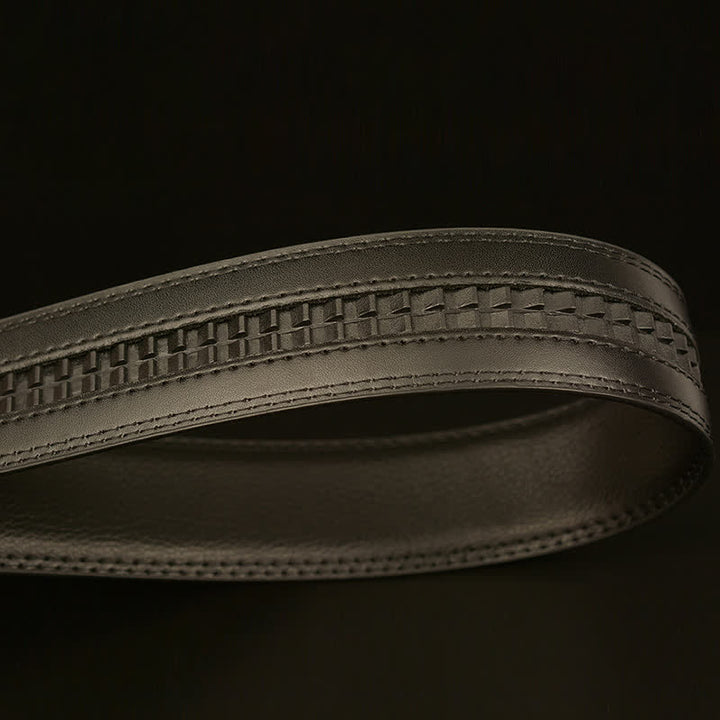 Cintura in pelle con fibbia automatica con strass a testa di lupo da uomo - image 7