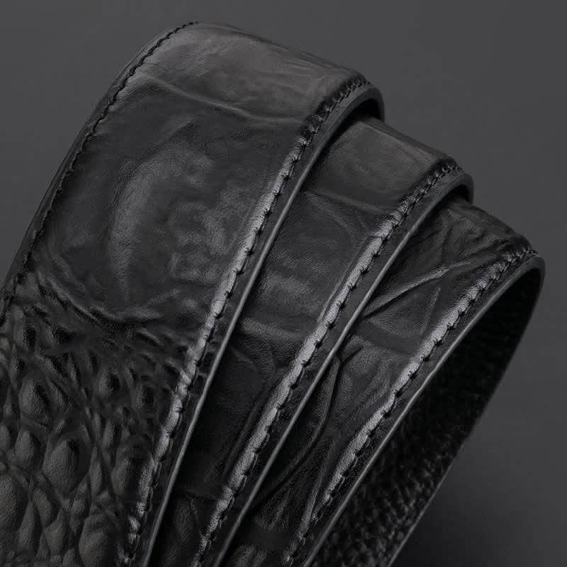 Cintura in pelle con fibbia automatica con strass a forma di lupo rotondo da uomo - image 7