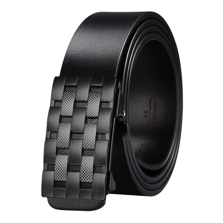 Cintura in pelle con fibbia automatica a griglia rettangolare da uomo - Nero - 46 - image 0