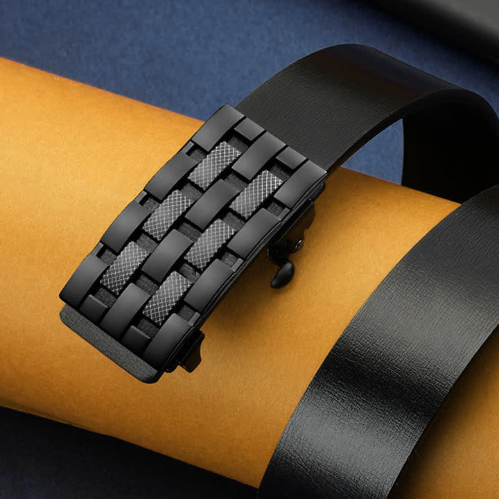 Cintura in pelle con fibbia automatica a griglia rettangolare da uomo - image 4