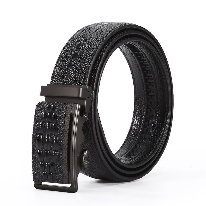 Cintura da uomo formale in pelle con fibbia automatica con motivo coccodrillo