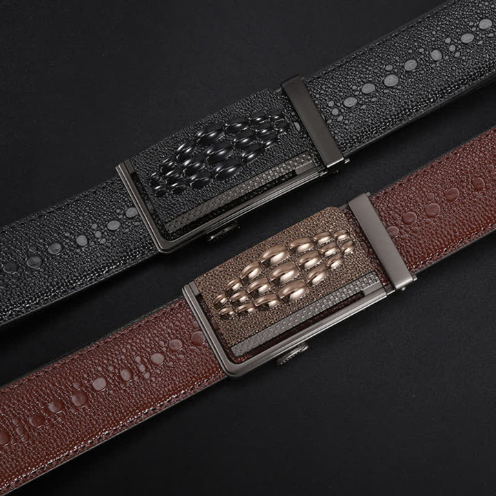 Cintura da uomo formale in pelle con fibbia automatica con motivo coccodrillo