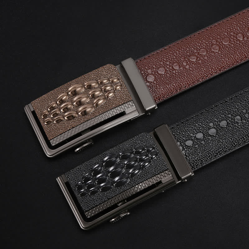 Cintura da uomo formale in pelle con fibbia automatica con motivo coccodrillo