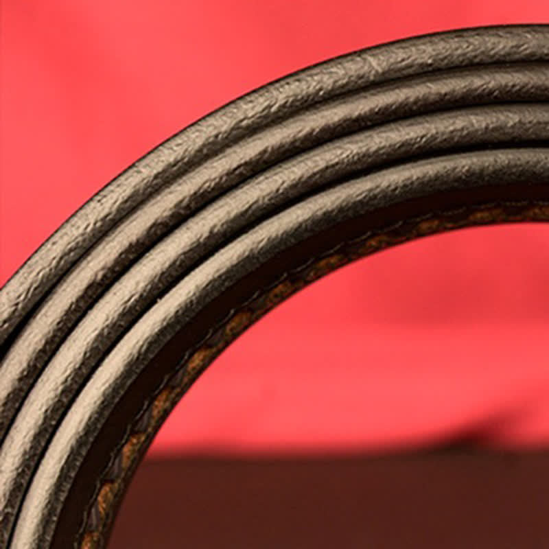 Cintura in pelle con fibbia automatica a forma di toro a doppio anello da uomo