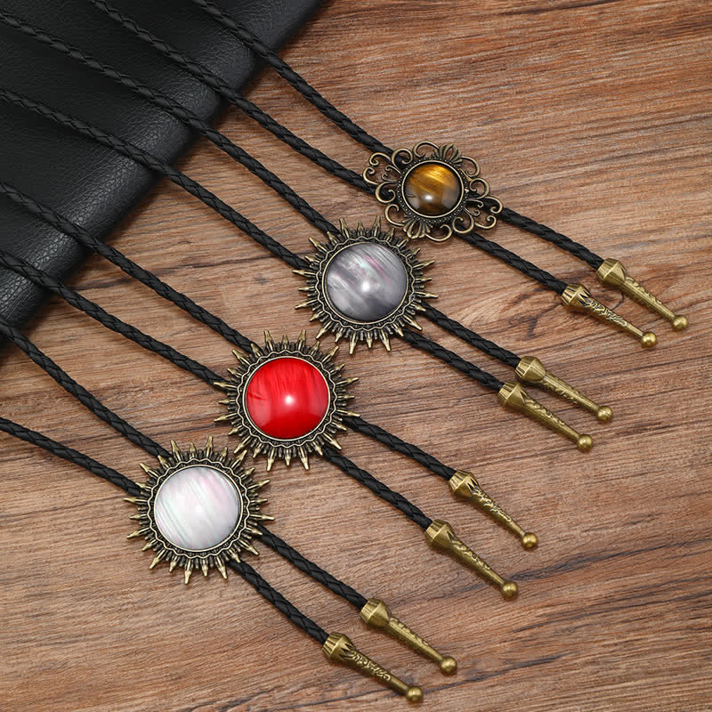 Ciondolo con pietre preziose in resina rotonda da cowboy Bolo Tie - image 0