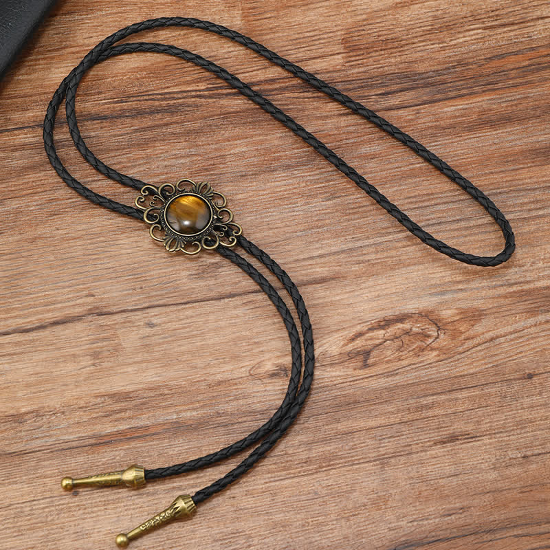 Ciondolo con pietre preziose in resina rotonda da cowboy Bolo Tie - Giallo - image 1