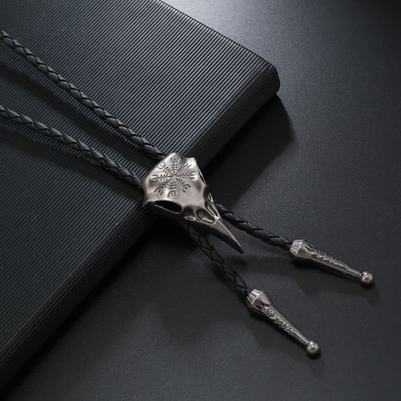 Cravatta Bolo con ciondolo a forma di teschio di uccello dal becco lungo vichingo - Argento antico - image 4