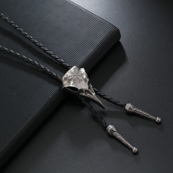 Cravatta Bolo con ciondolo a forma di teschio di uccello dal becco lungo vichingo - Argento antico - image 4