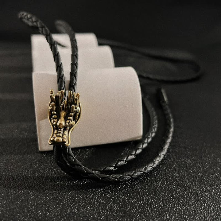 Cravatta Bolo con testa di drago in bronzo